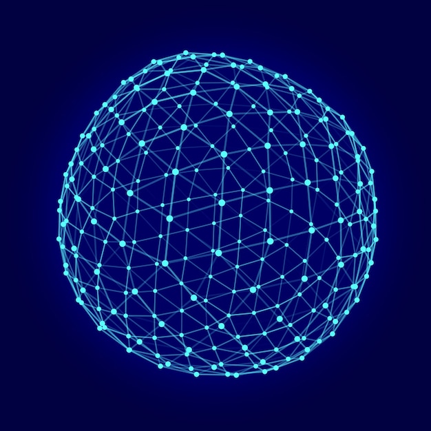 Sphere consisting of points and lines Modern wireframe elements Technology grid sphere Vector illustration