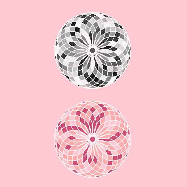 Sphere mandala pink black and white