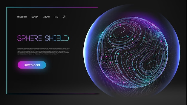 Vector sphere shield protect in abstract style virus protection bubble blue abstract antiviral futuristic technology background 3d blue energy ball barrier illustration virus concept