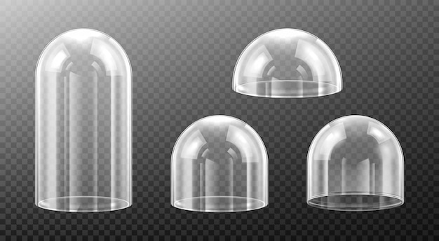 Vector spherical glass domes on transparent