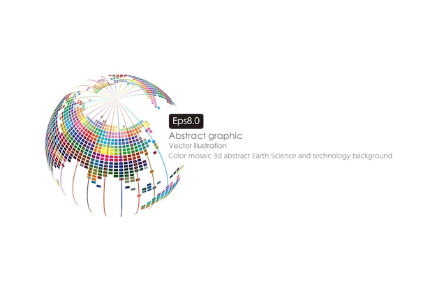 Сферическая карта мира, состоящая из цветных квадратов абстрактного векторного фона