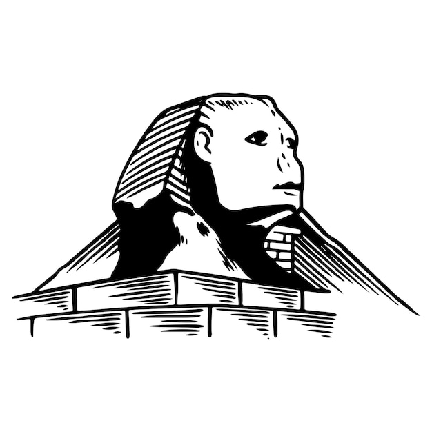 Sphinx building hand drawn sketch vector illustration black and white