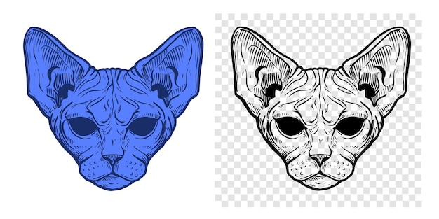 sphinx cat hairless cat oriental vector black and white illustration elements for design