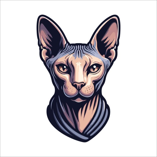 Sphinx cat head mascot vector illustration on white background