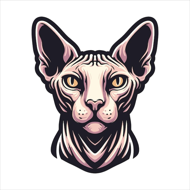 Sphinx cat head mascot vector illustration on white background