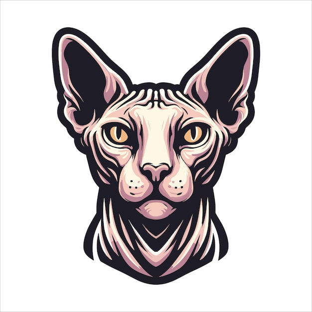 Vector sphinx cat head mascot vector illustration on white background