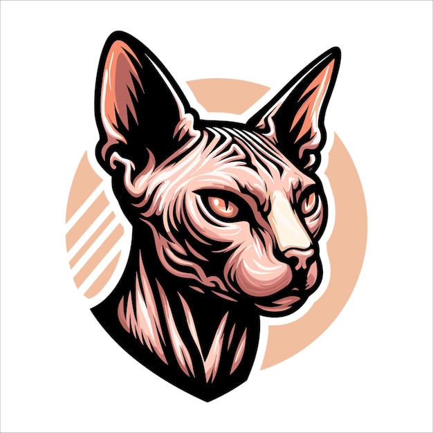 Vector sphinx cat head mascot vector illustration on white background