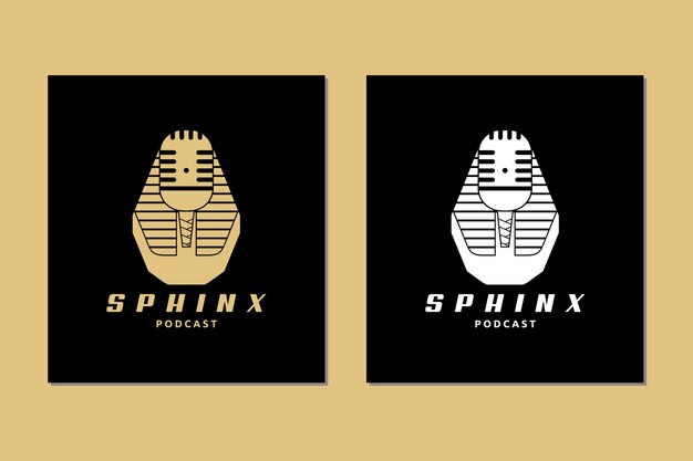 Sphinx Microphone Mic Icon for Podcast Radio Entertainment Comedian or Sing Logo Design Inspiration