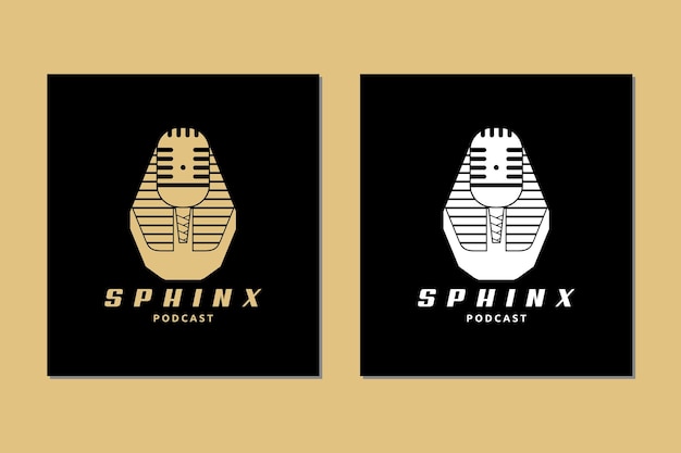 Sphinx Microphone Mic Icon voor Podcast Radio Entertainment Comedian of Sing Logo Ontwerp Inspiratie