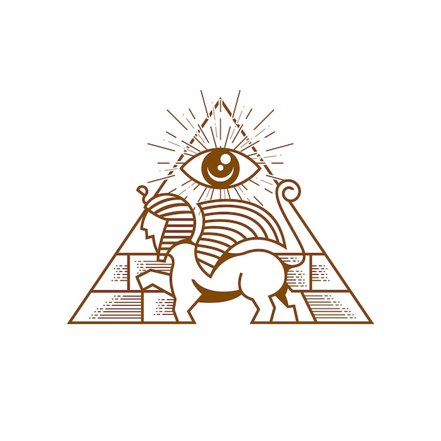 Sphinx pyramid guardian illustration