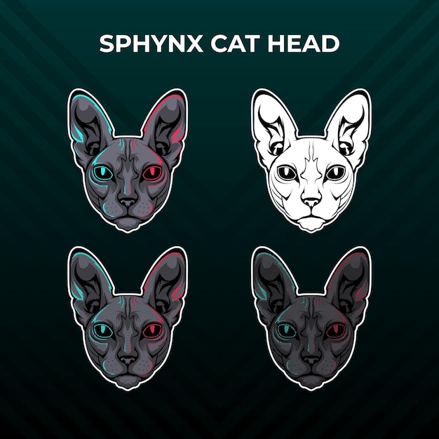 Vector sphynx cat head vector collection