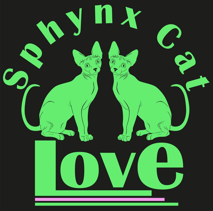 Vector sphynx cat lover green color handmade design