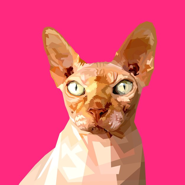 다각형 기하학 삼각형 스타일에 스핑크스 고양이