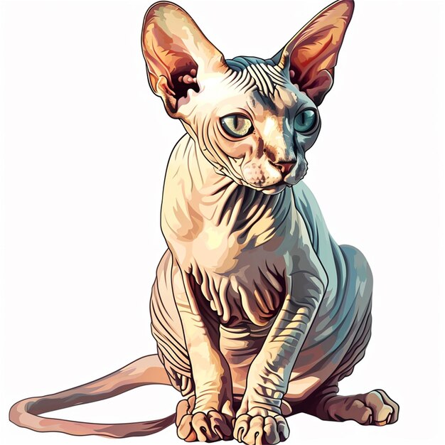 Sphynx cat with blue eyes Vector illustration for your design