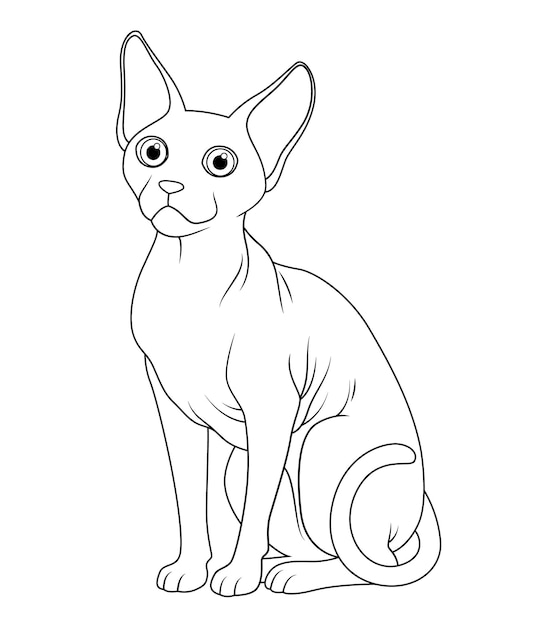 Sphynx Kat Cartoon Dierlijke Illustratie BW