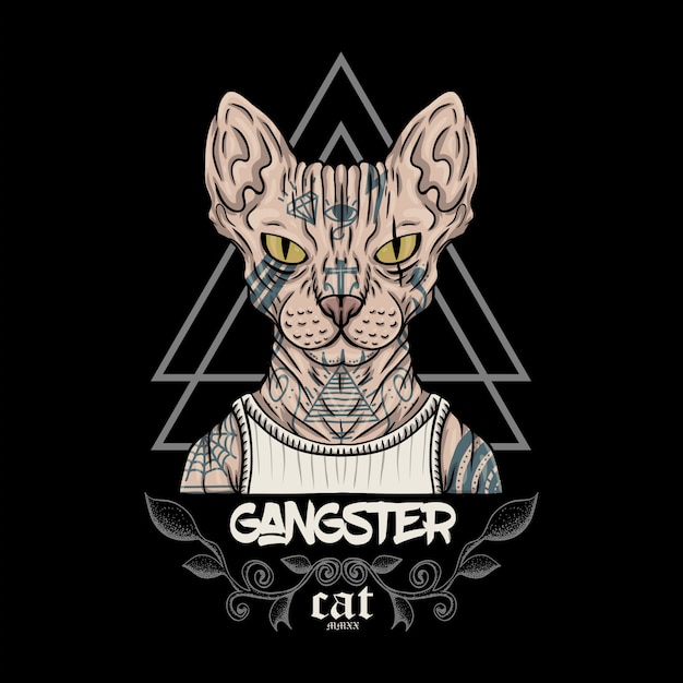 Vector sphynx kat gangster illustratie