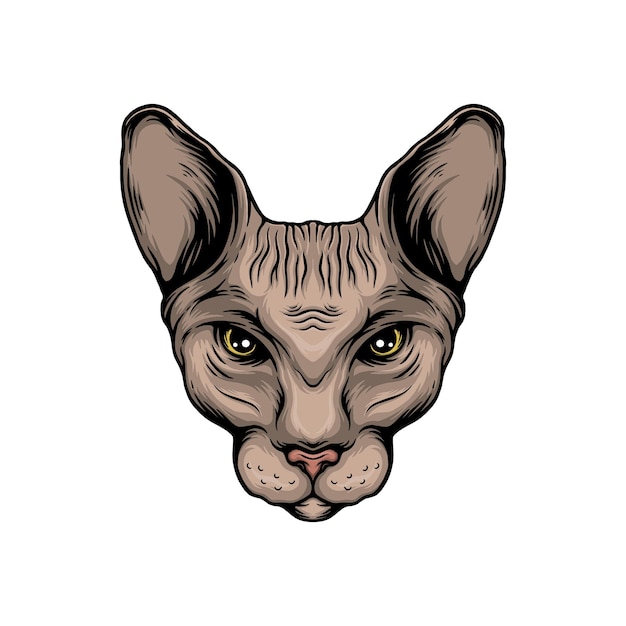 Vector sphynx kat hoofd vectorillustratie