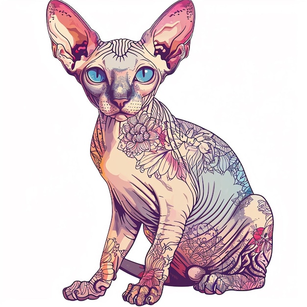 Sphynx kat met blauwe ogen Vector illustratie voor uw ontwerp