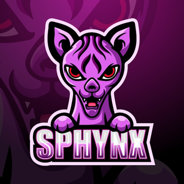 Vector sphynx mascotte esport logo ontwerp