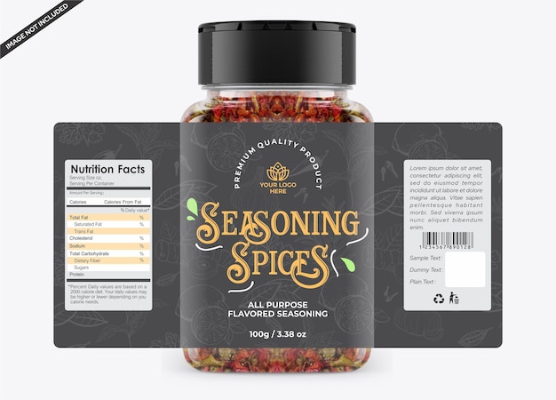 Vector spice label design template seasoning herbs and spice packaging design lemon cardamom garlic