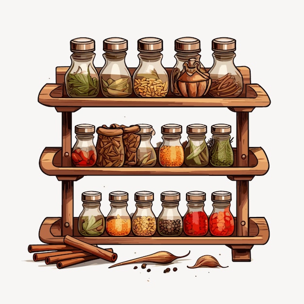 Vector spice rack vector op witte achtergrond