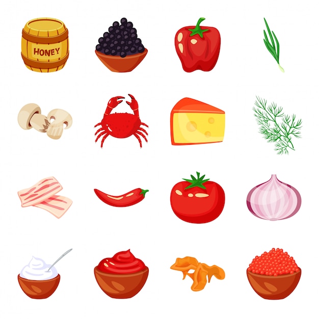 Spice vector cartoon icon set