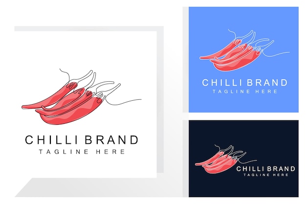 Spicy Chili Logo Design Red Vegetable Illustration Kitchen Ingredients Hot Chili Vector Brand Products