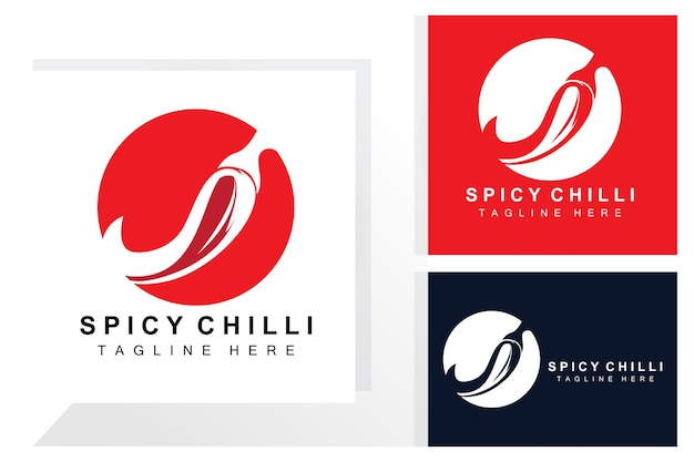 スパイシー チリ ロゴ デザイン 赤い野菜のイラスト キッチン食材 ホット チリ ベクトル ブランド製品