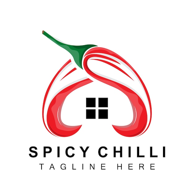 Vettore piccante chili logo design rosso illustrazione vegetale ingredienti da cucina hot chili vector brand products