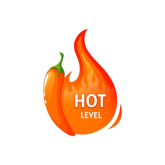 Spicy food label orange fire flame cartoon sticker