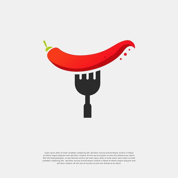 Spicy Food Restaurant logo designs vector, Chili and Fork logo symbol