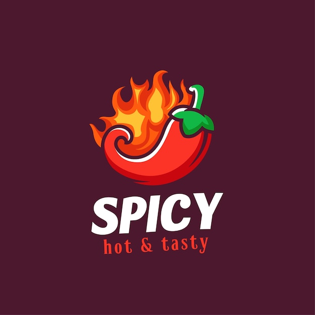 Vettore logo di spicy hot chili