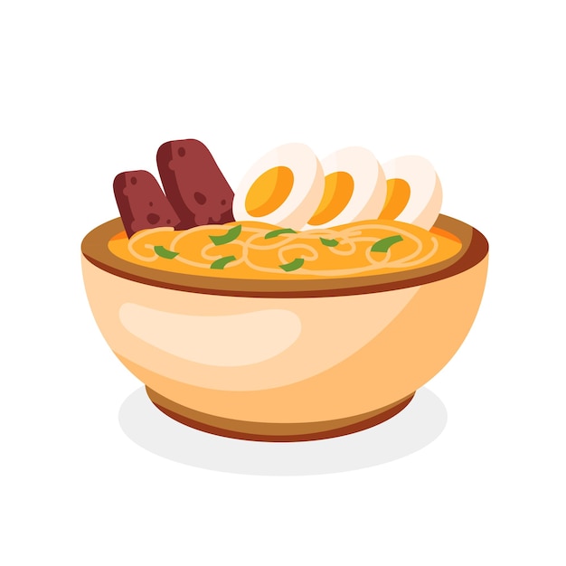 Spicy korean noodles ramyeon illustration