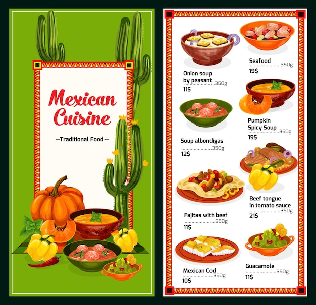 Vector spicy mexican cuisine menu vector