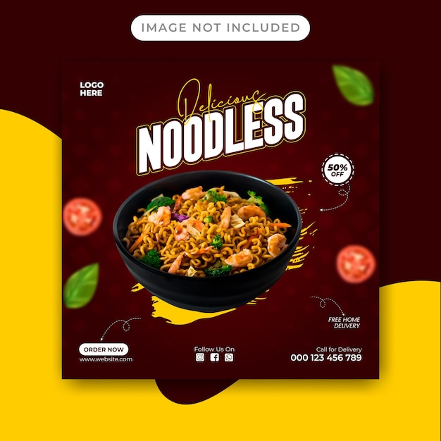 Spicy noodless social media post design template