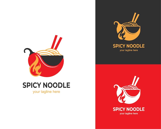 Spicy ramen noodle logo design