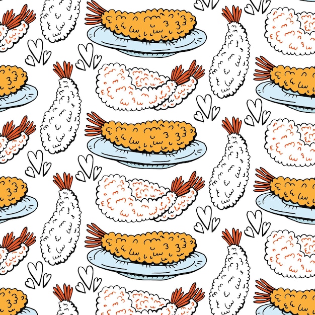 Spicy Shrimp tempura pattern, food vector