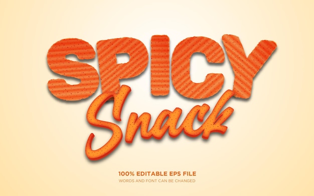 Vector spicy snack bewerkbaar tekststijl effect