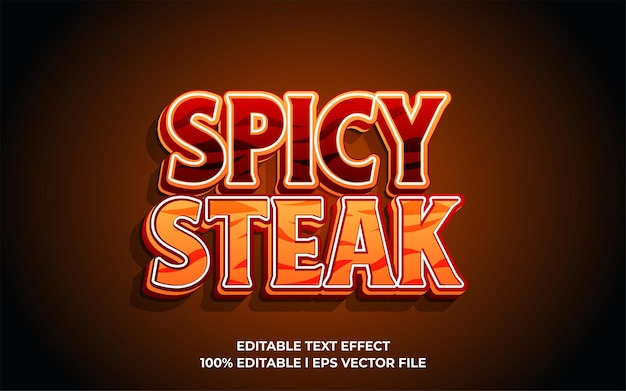 Spicy steak 3d text effect editable text for template headline