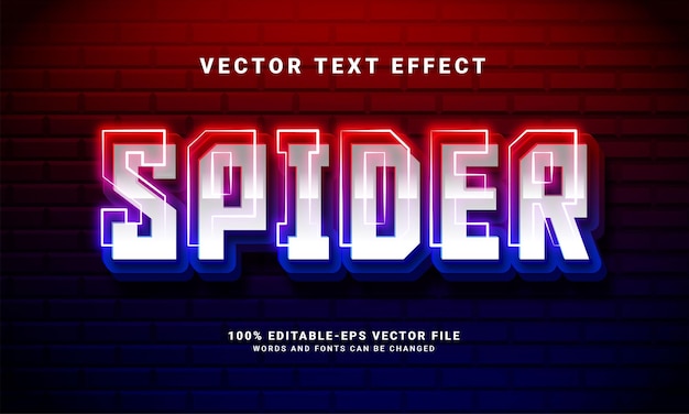 Spider 3d text effect. editable text style effect with colorful light theme. suitable for action hero event needs.