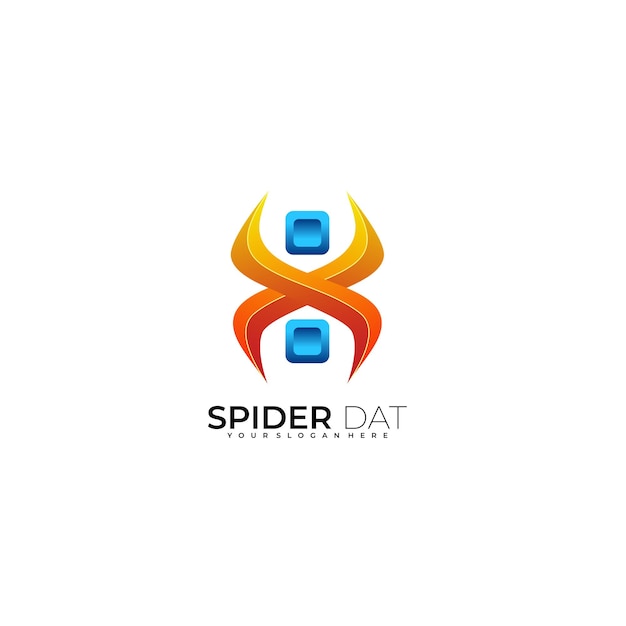 Spider data tech logo design illustration symbol