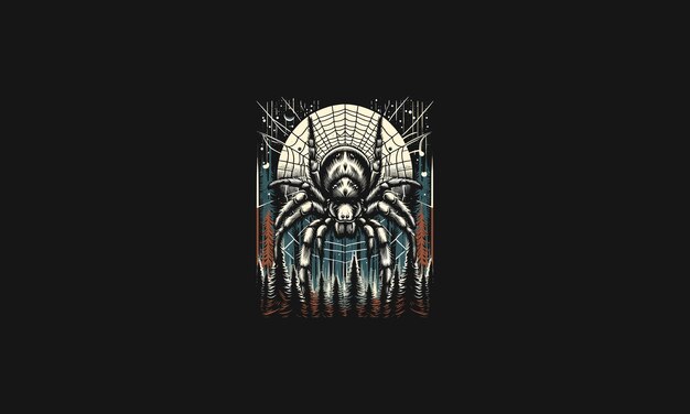 spider on forest vector illustration artwork design