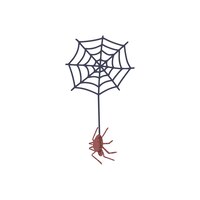spider hanging on web cute and spooky arachnid making net creepy halloween spiderweb in doodle style flat vector illustration isolated on white background