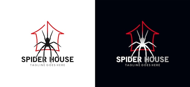 Spider house logo design template vector illustration of spider web with house line symbol