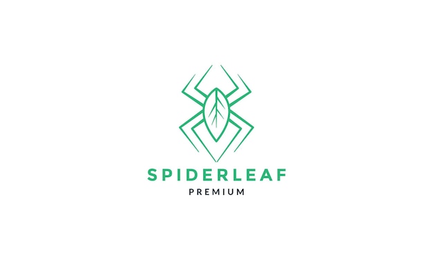 Листья паука зеленая линия искусства логотип иконка векторной иллюстрации дизайн