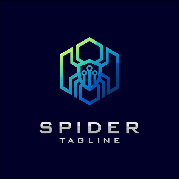 Vector spider logo with technology concept