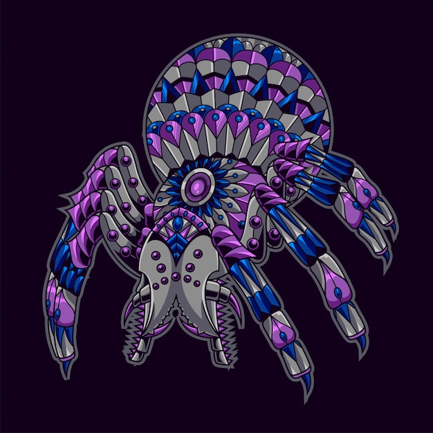 Spider mandala zentangle illustration e design tshirt