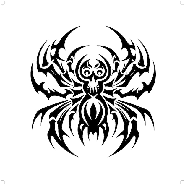 Spider in modern tribal tattoo abstract line art of animals minimalist contour Vector