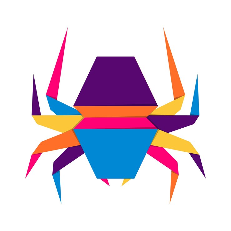 वेक्टर spider origami abstract colorful vibrant spider logo design animal origami vector illustration