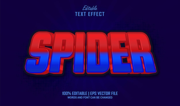 Spider Red Blue Editable Text Effect